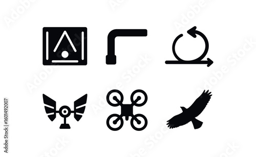 solid icon isolated glide slope indicator airspeed pitot tube f path tracer flapping mechanism model robotic drone rotor thermalling bird model