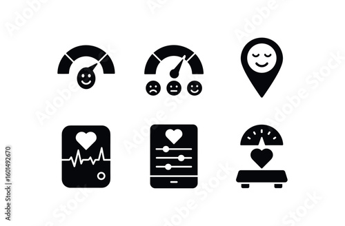 solid icon isolated feelings intensity gauge feelings sentiment meter feelings emotional map feelings sensitivity sensor feelings pulse monitor feelings empathy scale