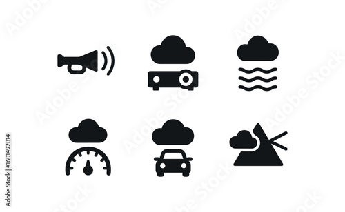 solid icon isolated fog horn signal fog screen projector fog dispersion model fog reflectance gauge fog canopy fog prism refraction