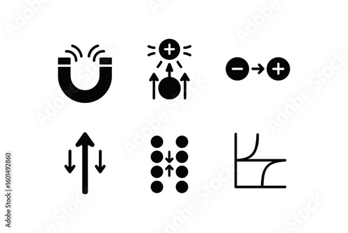 solid icon isolated attraction bar magnet attraction coulomb counter attraction dipole pair attraction force vector attraction particle alignment attraction curve plot