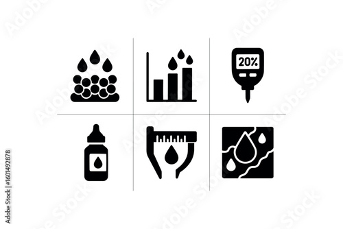 solid icon isolated moisture retention polymer moisture gradient chart moisture content analyzer moisture detecting dye moisture equilibrium caliper moisture map overlay solid icon isolated