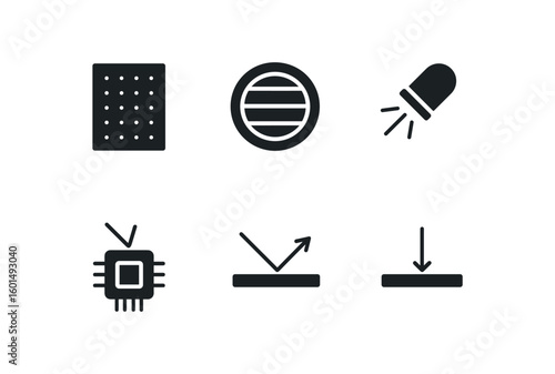 solid icon isolated diffuser sheet polarization filter pulse emitter detector chip reflection surface absorption coating