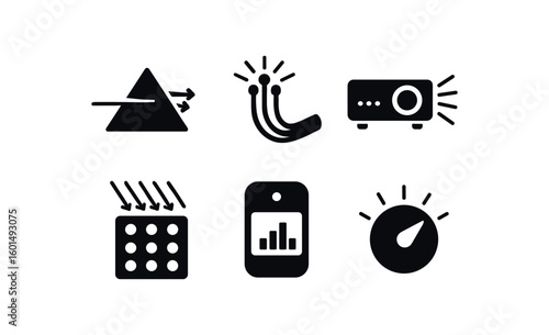 solid icon isolated prism panel waveguide fiber beam projector sensor array spectm meter intensity dial