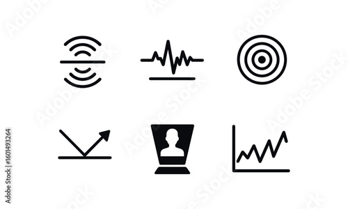 solid icon isolated reflection echo pattern reflection seismograph trace reflection sonar pulse reflection path reflection hologram image reflection spectral analysis