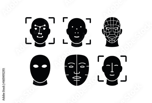 solid icon isolated face recognition model face landmark detector face mesh face mask overlay face teture map face alignment tool