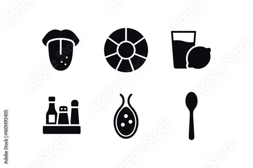 solid icon isolated taste tongue strip taste flavor wheel taste palate cleanser taste seasoning kit taste tastebud sensor taste tasting spoon