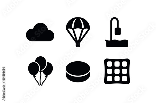 solid icon isolated cloud cushion pad parachute drift pattern float sensor helium balloon cluster air hockey puck gel cushion mat