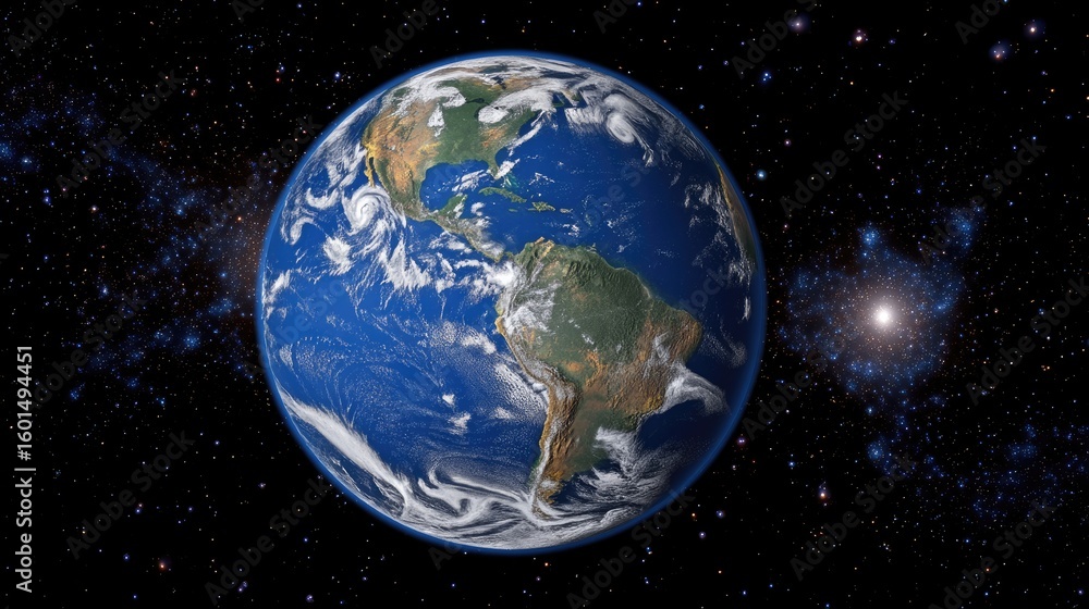 Fototapeta premium A stunning perspective of Earth showcasing the continents and oceans, emphasizing the need for global harmony