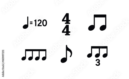 solid icon isolated tempo marking time signature syncopated beat rhythmic pattern accent placement polyrhythm