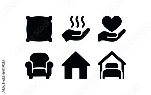 solid icon isolated comfort cushion comfort warmth comfort solace comfort ease comfort haven comfort refuge