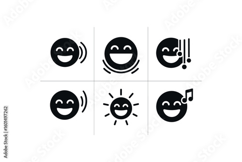 solid icon isolated laughter echo laughter ripple laughter chime laughter cascade laughter burst laughter refrain