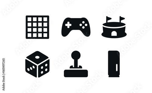 solid icon isolated games board games controller games arena games dice games joystick games console