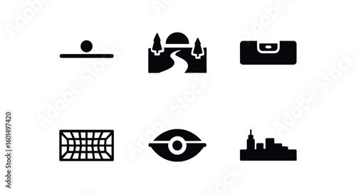 solid icon isolated Horizon marker Horizon panoramic viewpoint Horizon level tool Horizon perspective Horizon eye level marker Horizon sky contour