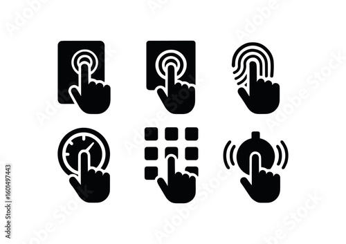 solid icon isolated touch teture panel touch sensor pad touch fingerprint scanner touch pressure gauge touch tactile touch haptic motor