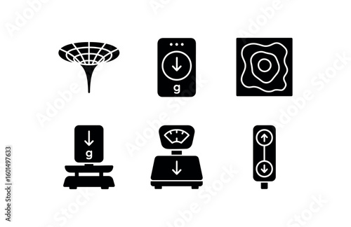 solid icon isolated gravity well diagram gravity acceleration sensor gravity anomaly map gravity constant measurement device gravity platform scale gravity gradient instment