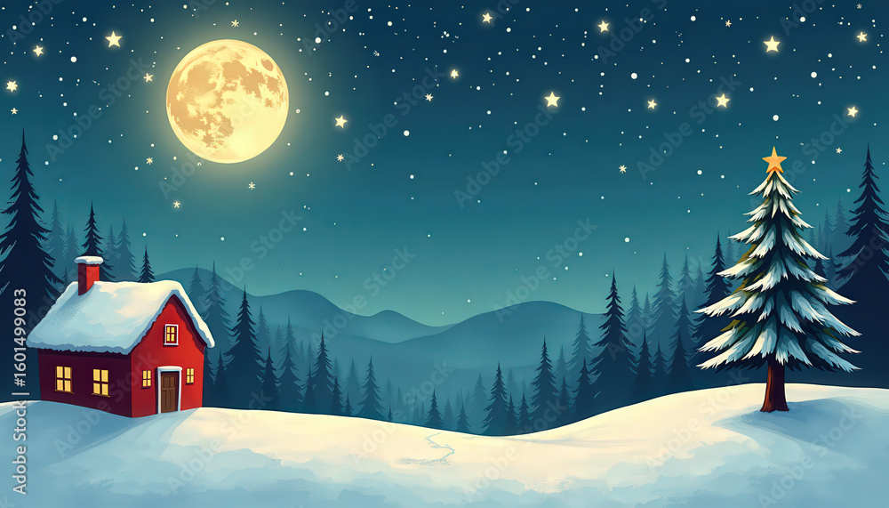 Fototapeta premium christmas night landscape