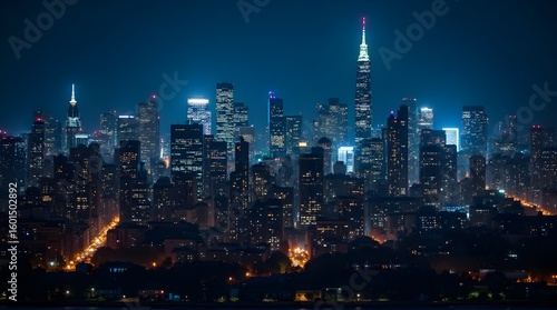 Wallpaper Mural Nighttime city skyline with glowing windows and streetlights, capturing urban vibrancy Torontodigital.ca