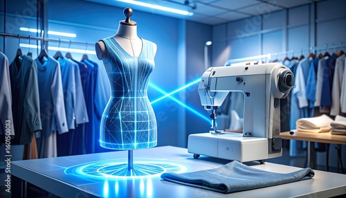 Mannequin and Sewing Machine with Digital Design Interface