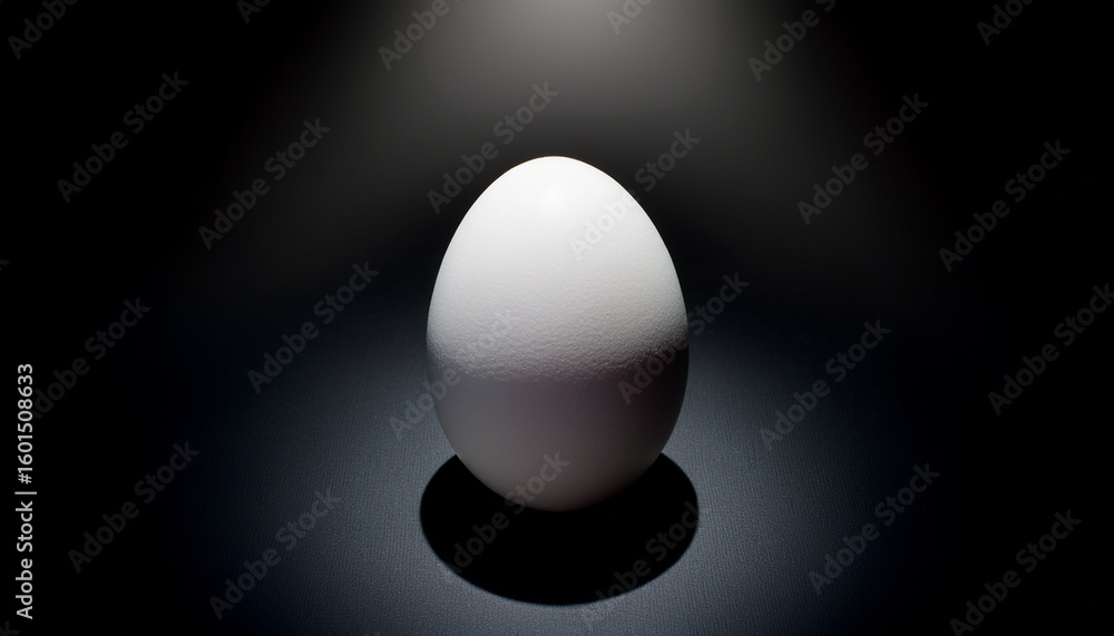 single white egg under dramatic spotlight on dark background symbolizing simplicity and potential single white egg under dramatic spotlight on dark background symbolizing simplicity and potential