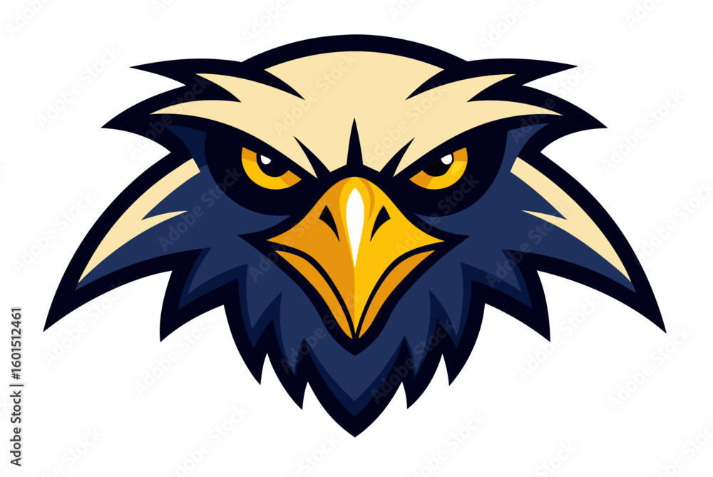 Fototapeta premium Eagle head mascot vector cartoon illustration with a cute big-eyed owl and cat-like features