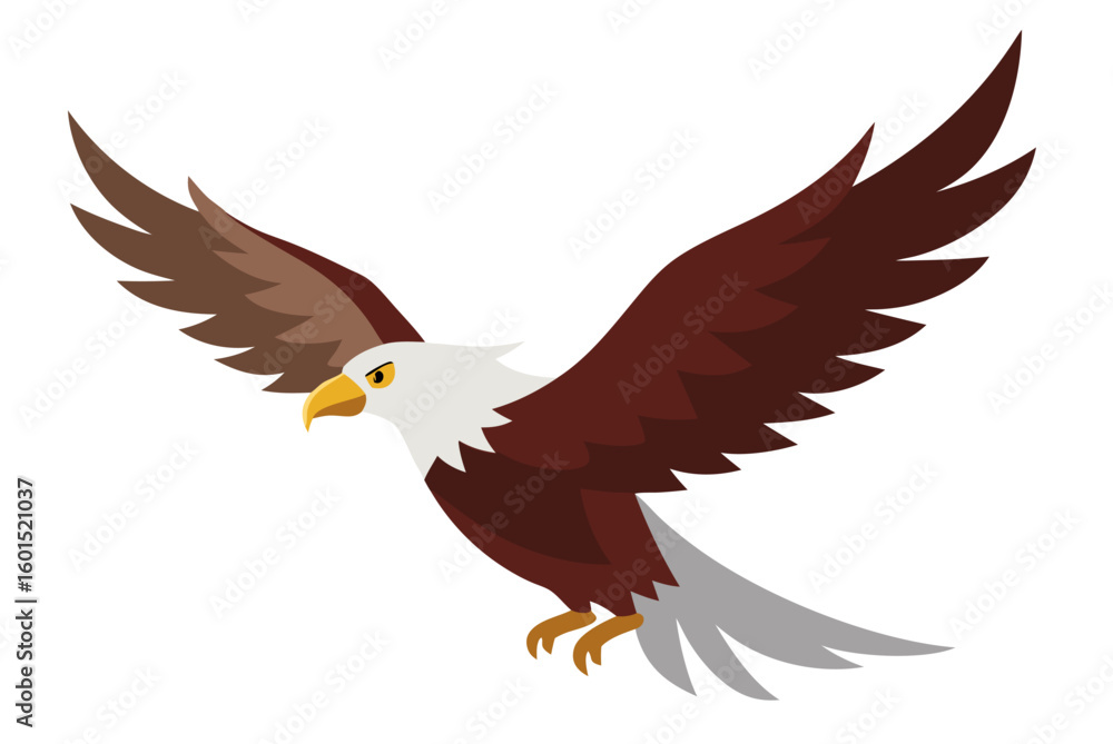 Fototapeta premium Vector silhouette of a majestic flying eagle with spread wings, a symbol of freedom