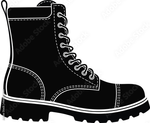 black combat boot side view clip art preview