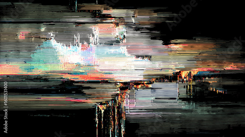 Abstract glitch vector background with colorful digital distortion  