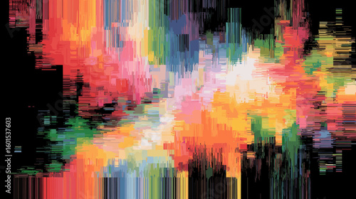 Colorful glitch vector background with abstract distortion effects  