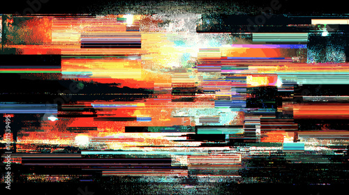 Abstract glitch vector background with vibrant colors and patterns  