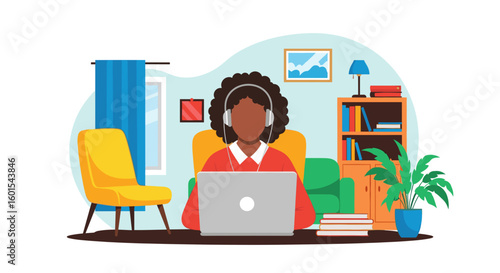 Woman working from home on laptop, perfect for remote work, freelance, and online learning articles.
