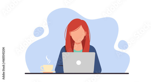 Woman working on laptop, perfect for website banners or blog posts about remote work, productivity, or freelance.