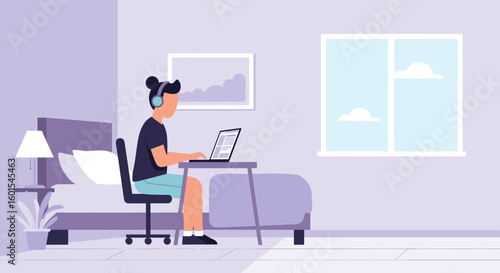 Person working from home on laptop, ideal for remote work articles and blogs.