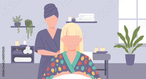 Spa Day: Woman receiving a relaxing massage at a wellness center. Perfect for brochures, websites, or social media.