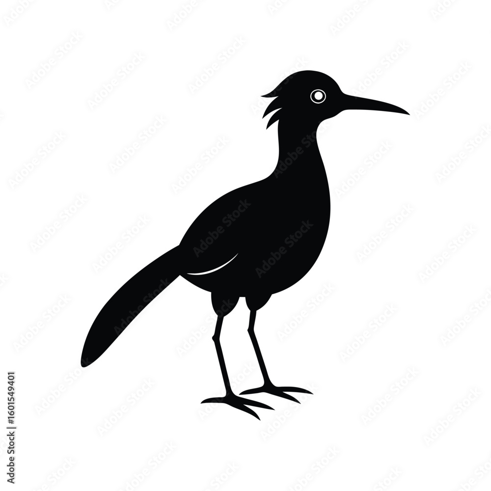Obraz premium a rail bird full black silhouette vector illustration on white background
