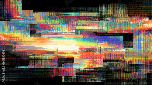 Abstract glitch vector background with colorful digital distortions  