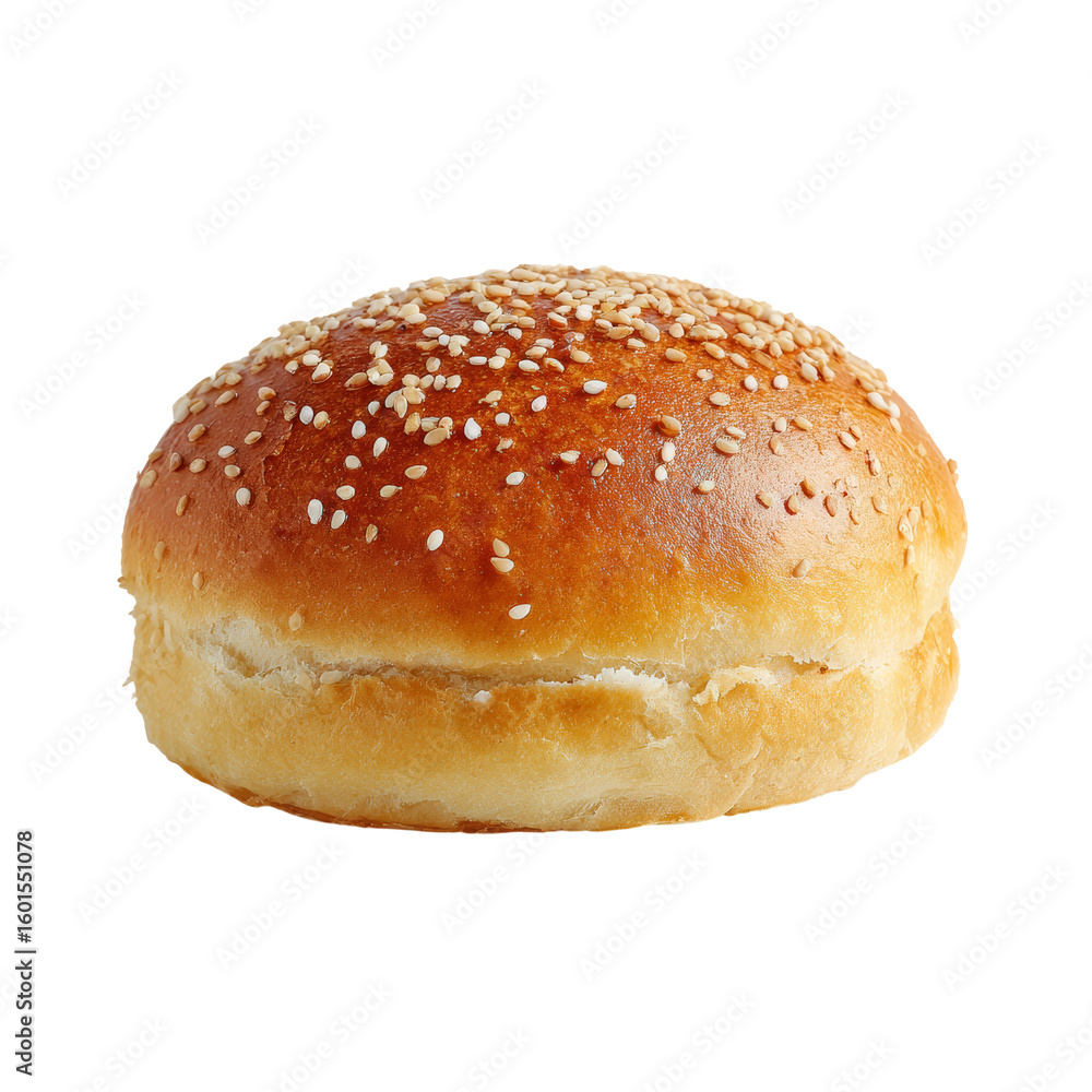 A single, golden-brown sesame seed bun ready for a delicious burger A single, golden-brown sesame seed bun ready for a delicious burger