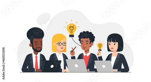 Diverse team brainstorming, perfect for websites and presentations on teamwork and innovation.