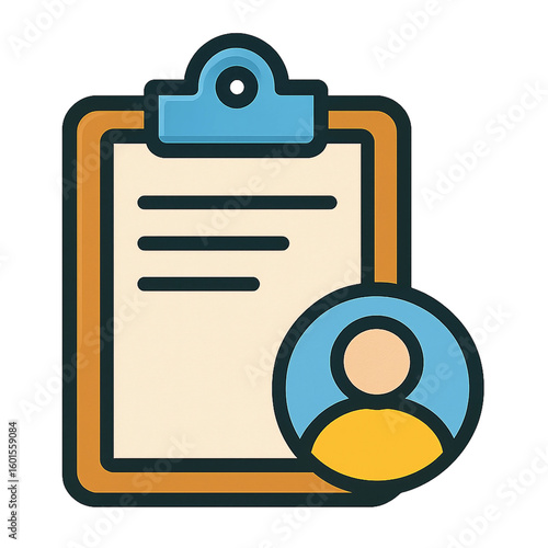 Clipboard with User Icon – Flat Style Profile Form and Personal Data Symbol for Interface and App Design