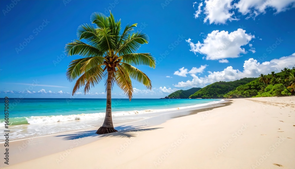 Obraz premium Tropical beach with palm tree