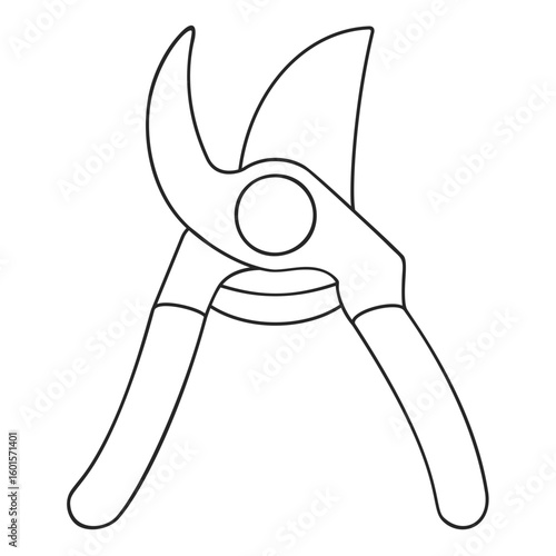 Secateurs or bypass pruning shears as an outline vector icon