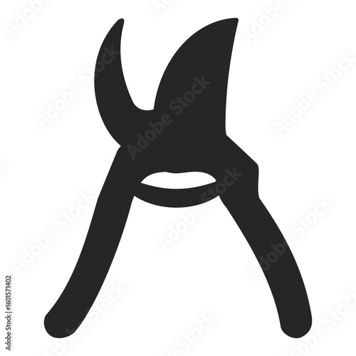 Secateurs or bypass pruning shears as a silhouette vector icon