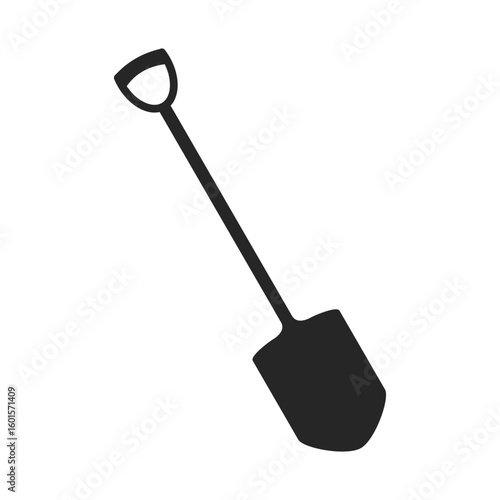 Shovel gardening tool for digging as a silhouettte vector icon