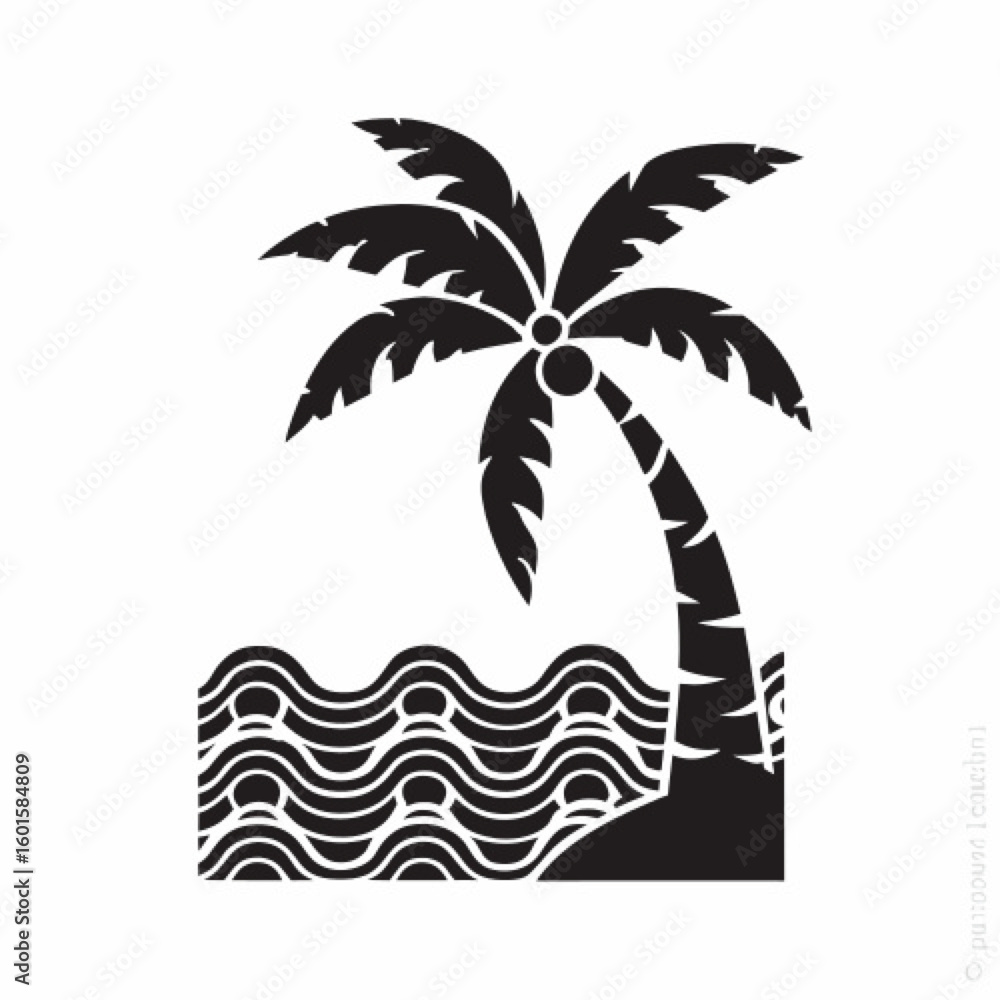 Fototapeta premium Palm tree icon vector art illustration. 