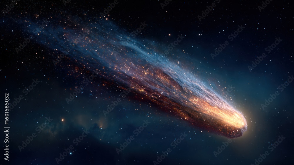Fototapeta premium Stunning Image of a Comet Streaking Through the Dark and Starry Cosmos