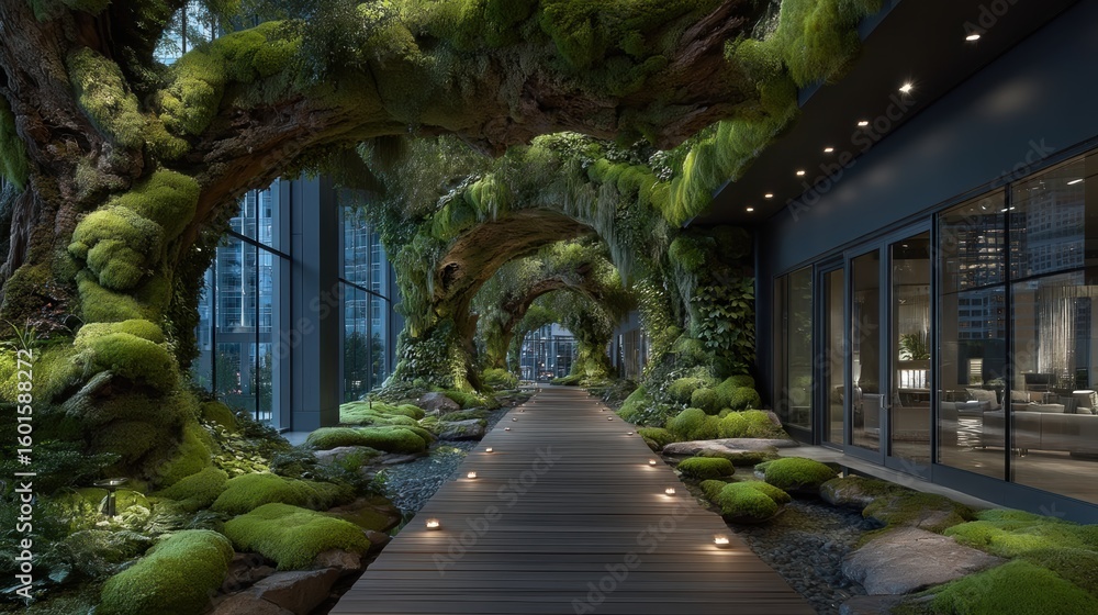 Fototapeta premium Biophilic design concept natureinspired interior space