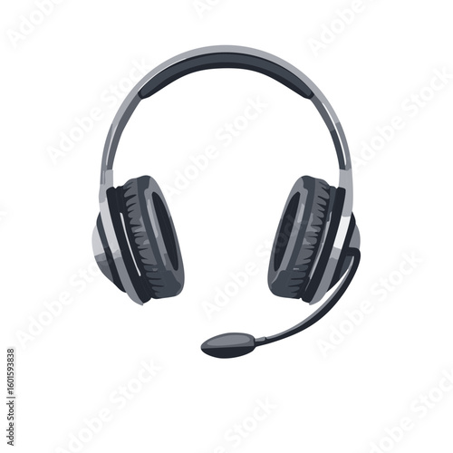 Headphones with microphone for customer service or gaming headset icon illustration