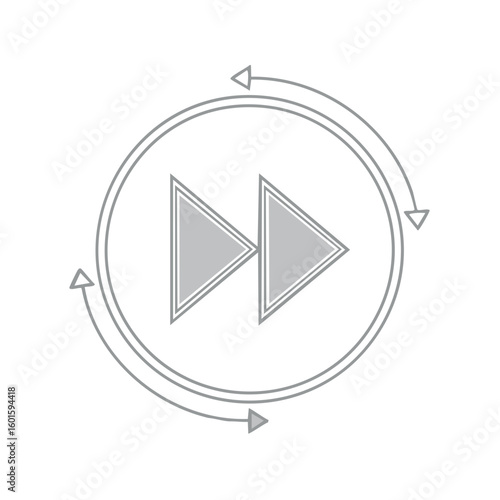 Free Download Gray Double Arrow with Circular Motion Symbol for Forward or Recycling Sign - GFXLoad