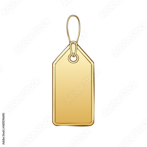 Elegant Gold Price Tag Sale Tag Isolated, Empty Golden Label with String