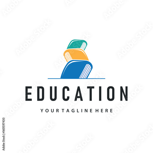 Simple educational learning book logo design, with a simple back to school education concept, illustration template design