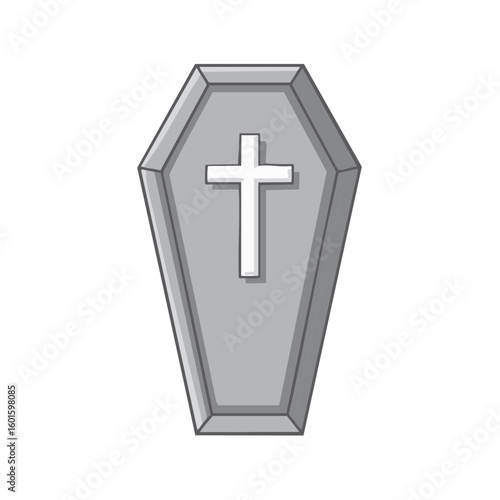 Gray Coffin With White Cross Illustrating Christian Burial and Death